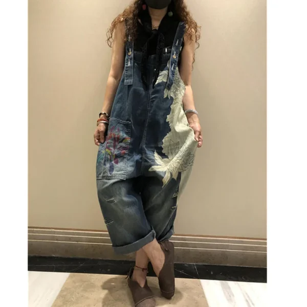 Max LuLu Euro Printed Denim Overalls